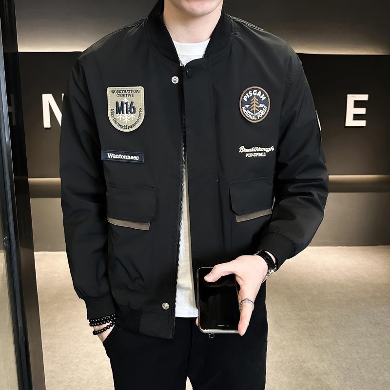 Bomber jacket men's new trendy American retro casual youth jacket spring and autumn loose baseball uniform men's clothing