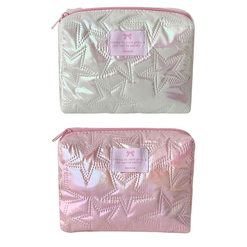 INS Star Design Makeup Bag Portable Pearlescent Travel Storage Bag Large Capacity Cosmetic Bag Daily Use