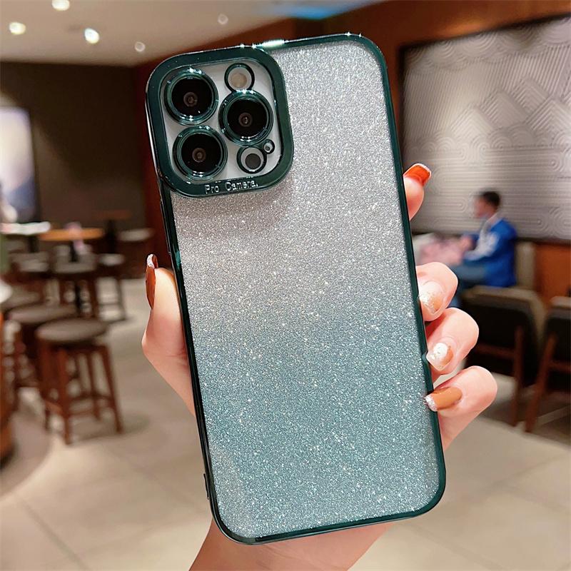 Gradient Glitter Electroplated Clear Phone Case For iPhone 14 13 12 11 Pro Max 7 8 Plus SE  Mini Soft Cover