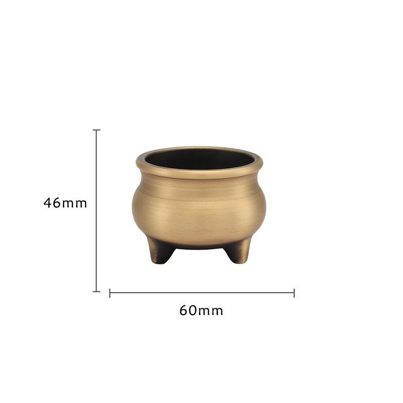 Antique Style Three-Legged Copper Incense Burner - Brass Sandalwood Holder for Household Use