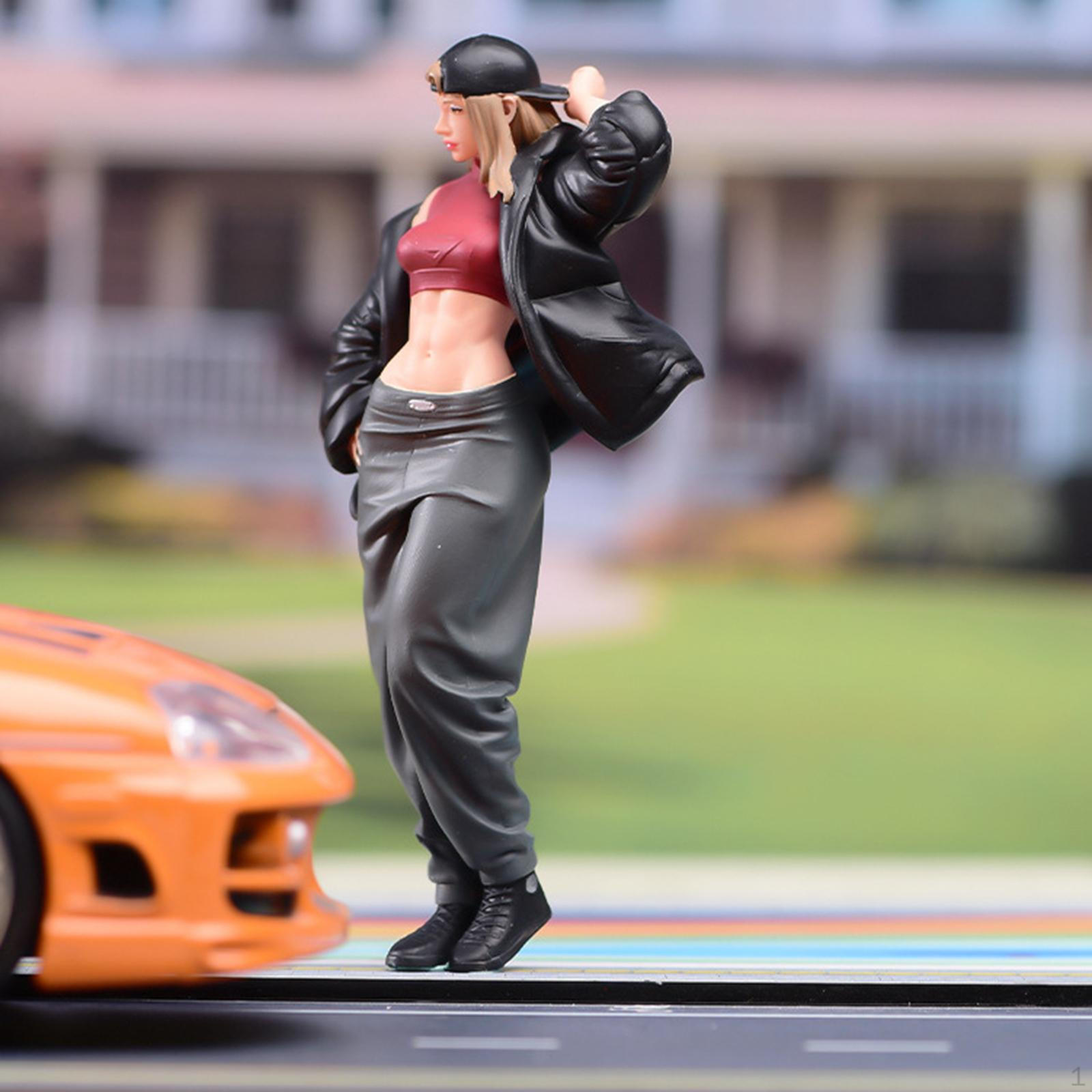 1/18 Scale Cool Girl Model Tiny People Dioramas Architectural for DIY Scene Train