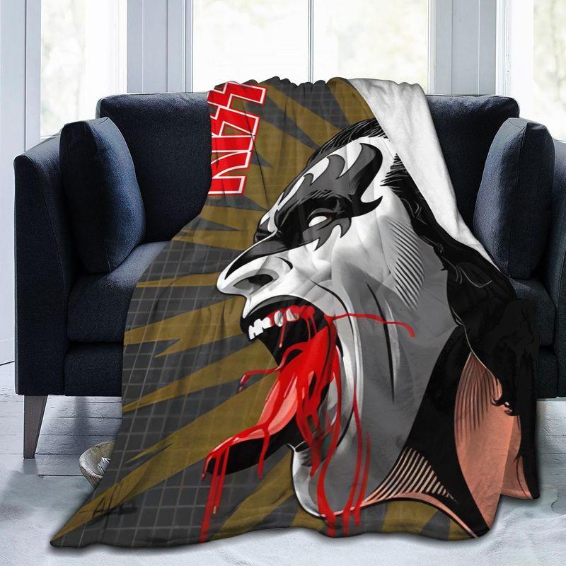 KISS Rock Band Pătură imprimată 3d Pătură de flanel Pătură super moale din lână Pătură caldă pentru dormitor, canapea, canapea, cadouri
