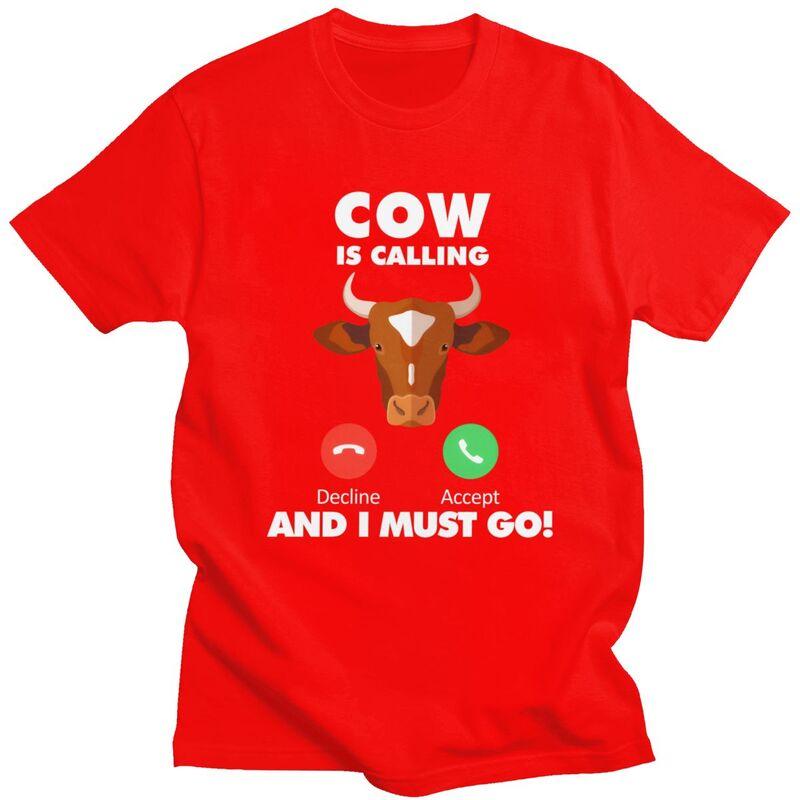My Cow Is Calling T Shirt Men Women Animals Lover Tshirts Streetwear Casual Graphic Tee Tops Loose Oversized Clothes