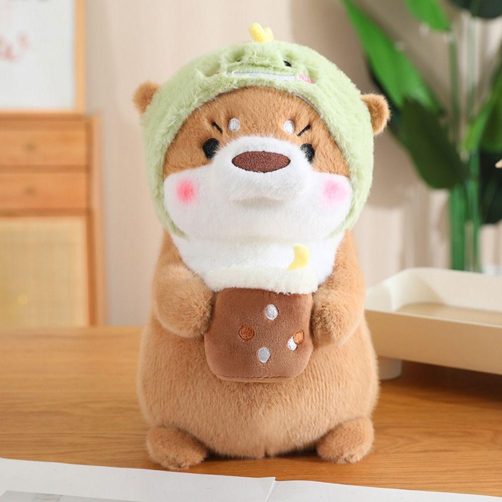 Soft Material Otter Plush Toy Headgear design Cartoon Animal Toy Kawaii Otter Toy  Birthday Gift
