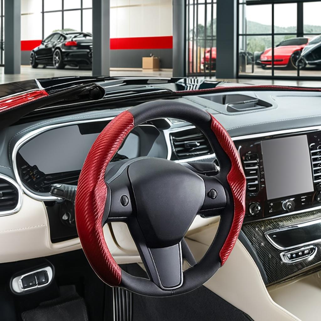 Million Durable and Wear-Resistant Carbon Fiber Steering Wheel Cover for Tesla Model 3