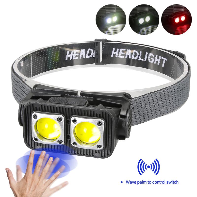 LED Wave Sensor Headlamp Portable Type-C Charging Capacity Display Strong Light Outdoor Night Fishing Night Running Head Lamp