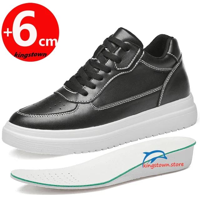 Sneakers Man Elevator Shoes Height Increase Insole 6cm White Black Taller Men Leisure Fashion Plus Size 36-44Lift
