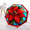 1pc Stained Glass Automatic Folding Umbrella - 8-Rib Iron Frame, Windproof, Portable Sunshade with Plastic Handle for Travel & Outdoor Activ