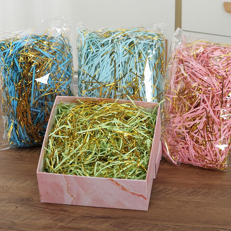 Festive Gold Thread & Paper Raffia Filler for Wedding Candy Box Gifts with Luminous Gold Foil Shreds, 2025 Edition