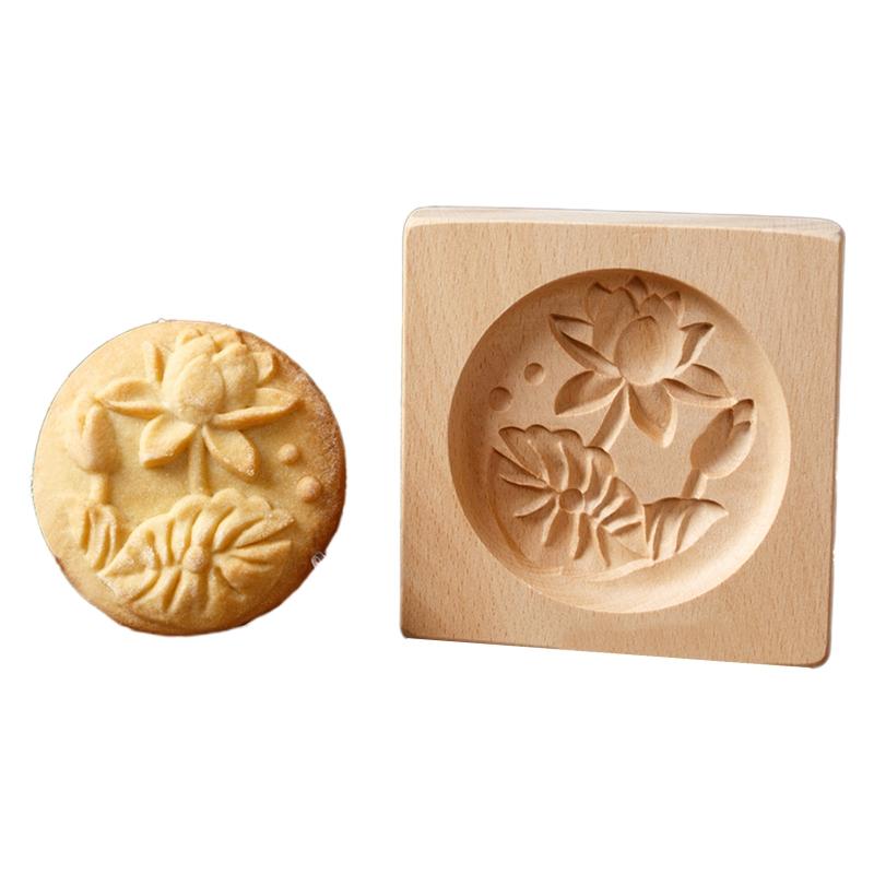 Chinese Traditional Mid-autumn Festival Mooncake Mold 7 Different Pattern Shaped Wood Handmade Moulds for Baking Cookies