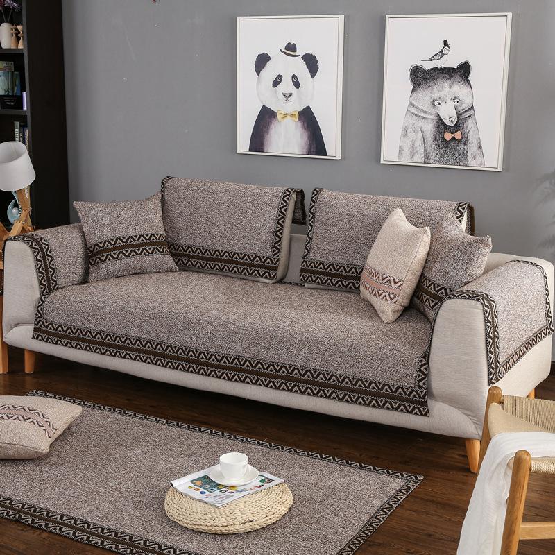 Four Seasons General Fabrics Cotton and Linen Sofa Cushion Simple Modern Cotton Woven Sofa Covers