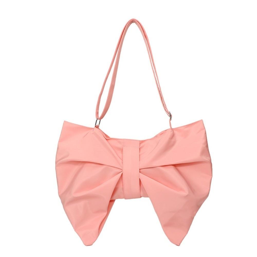 Elegant Large Capacity Bowknot Tote Fashion Zipper Handbag Pleated Bow Crossbody Bags Travel розовый