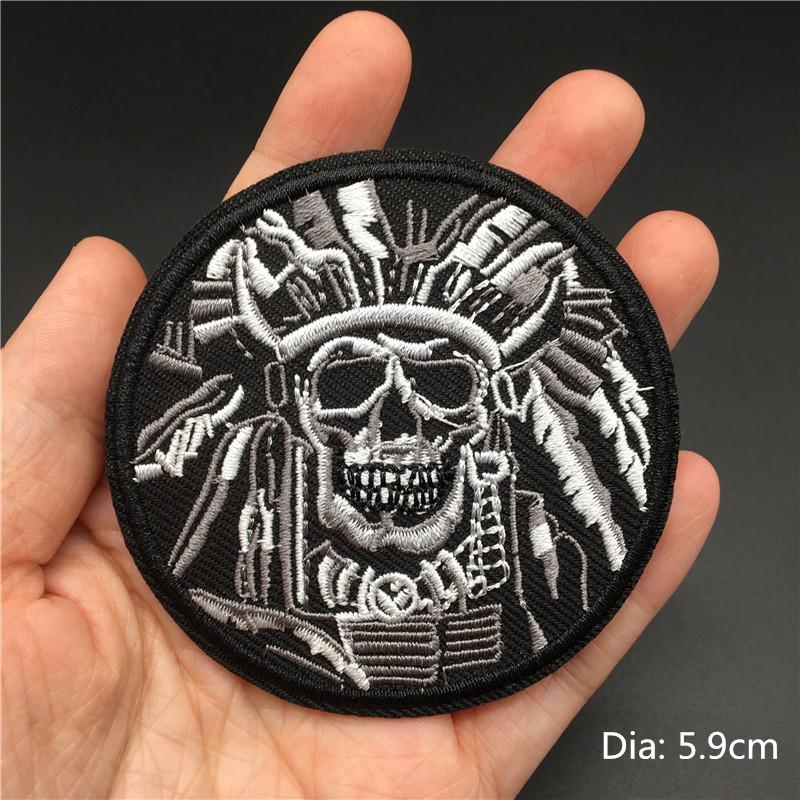 Totenkopf Punk Patches Für Kleidung Stickerei Streifen Diy Abzeichen Nähen Dekoration Kleidung Aufkleber Aufbügeln Aufnäher
