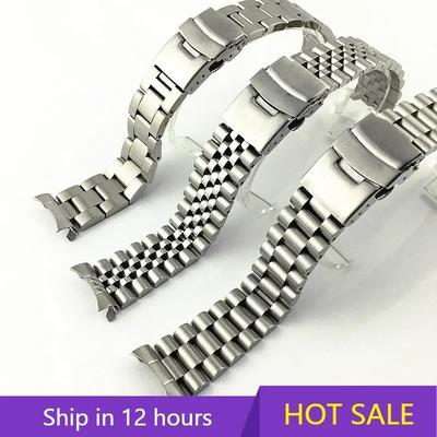 22mm For Seiko Solid Stainless Steel Band Men's Sports Strap Srpd Skx007/Skx009 SRPD63K1 Jubilee Curved End Bracelet