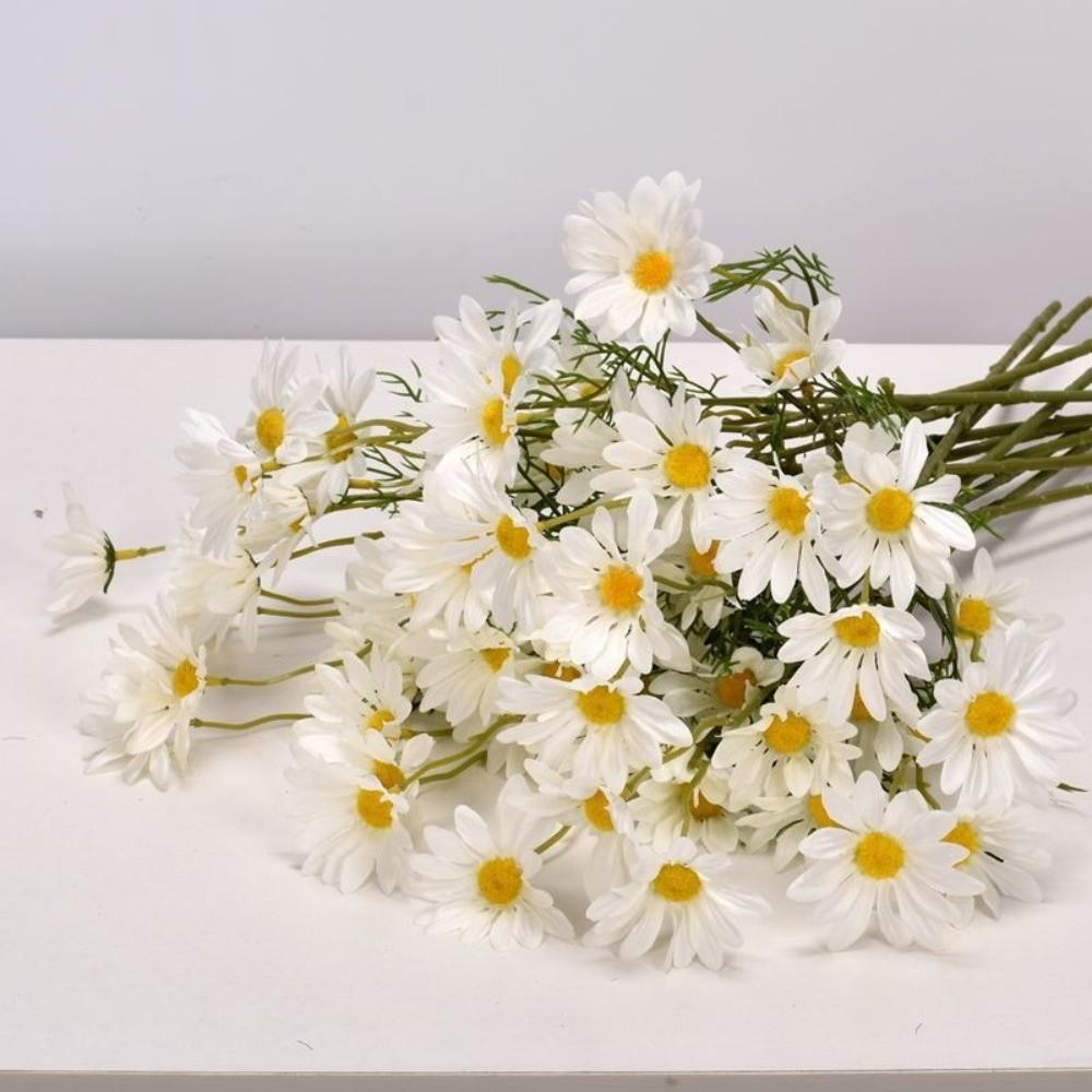 

10pcs Artificial Artificial Daisies Small Silk Fake Flower Bouquet Home Decoration белый