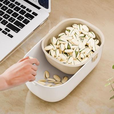 Thickened Plastic Double Layer Drain Basket Big Capacity Drain Tray Fruit Plate Snacks Supply