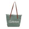 New Letter Tassel Canvas Bag Women's Versatile Largecapacity Simple Commuter Student Shoulder Tote Bag