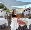 French Style One-Shoulder Lace Top & High-Waisted Patchwork Skirt Set 2024