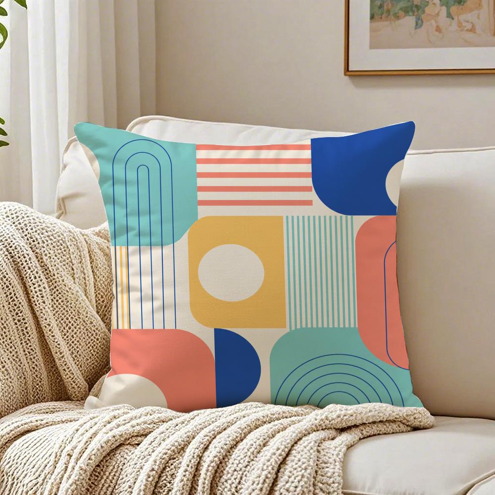 Pretty Boho Abstract Pillow Case Organic Short Plush Cushion Covers Breathable Washable WrinkleResistant
