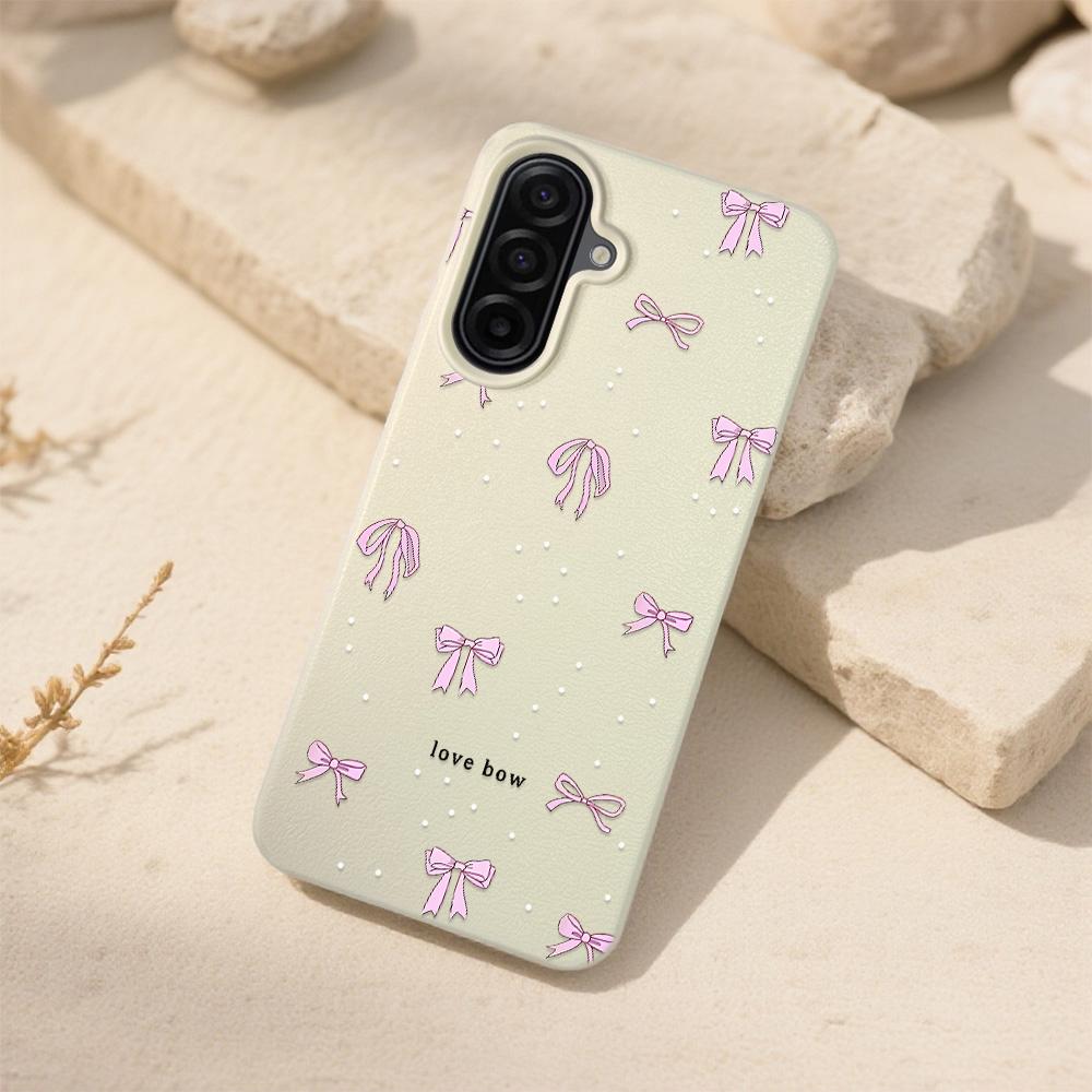 

Pink Bow Phone Case For Samsung S23 S24 S25 Ultra FE A17 A26 A36 A56 A05S A06 A07 A15 A16 A34 A35 A53 A54 A55 Case Cover Samsung A17