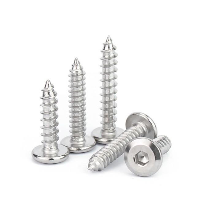 Gold Super 304 Stainless Steel Chamfered Hex Socket Flat Head Self-Tapping Furniture Screws M2-M6