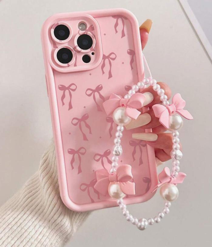 

Stylish Bow Chain Case for iPhone models: 13 Pro, 15, 15 Pro Max, 16, 17 X/XS