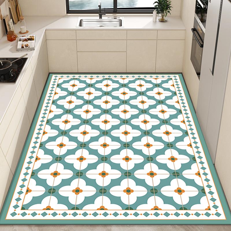 PVC Wipeable Balcony Mat Non-slip Oil-proof Kitchen Rug Refreshing Carpets for Living Room Anti-dirty Leather Rugs for Bedroom