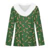 Damenmode Lässig Langarm Weihnachten Bedruckt Plüschkragen V-Ausschnitt Oberteil