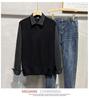 Herren Herbst Preppy Patchwork Zweiteiliges Pullover-Hemd - Langarm Britischer Stil Strickweste