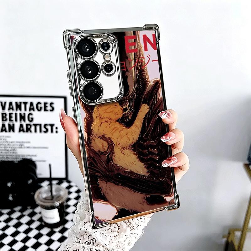 

Cool A-Alien X-Xenomorph Plating Phone Case For Samsung Galaxy S24 S25 FE S26 Edge S23 Ultra S22 S21 Plus S20 Anti-Fall Airabag Samsung S24