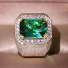 Emerald Zircon Jewelry Ring - Fashionable Unisex European-American Design