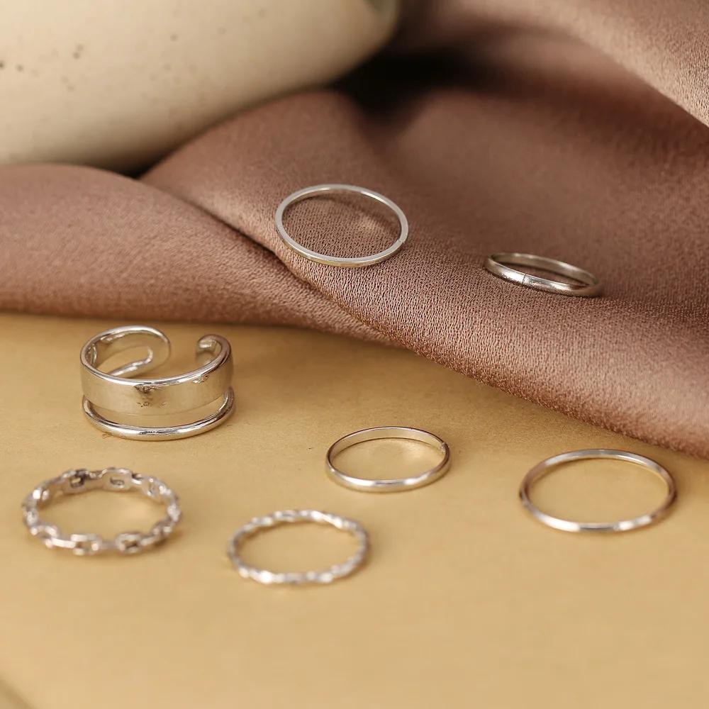 Neues Mode Kreatives Geometrisches Blatt Welle Hohl Ring Set 11 Stk. für Damen Herren Einfacher Knöchelring Charm Hochzeitsfeier Schmuck
