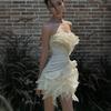 2026 European and American French lady style temperament ruffle leaf edge three-dimensional flower streamer irregular dress waist skirt