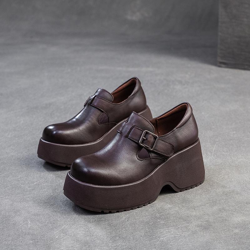 

Fashion GKTINOO Genuine Leather Square Toe Women s Shoes 2025 Spring New Pumps Simple Thick Sole Casual Comfortable Platform Shoes 225