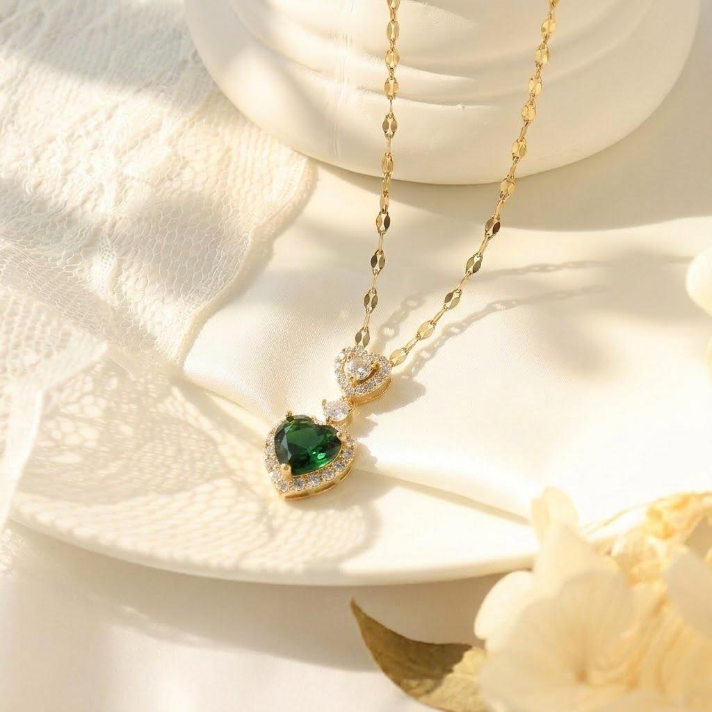 Women's Japanese Korean Style Zircon Heart-shaped Necklace