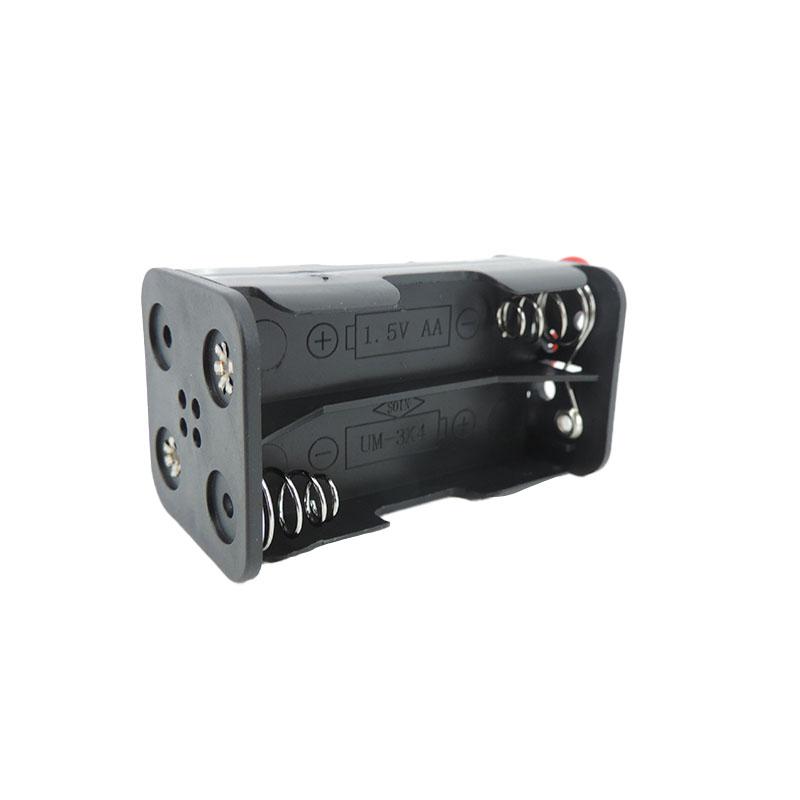 10pcs 4 Solts AA Battery Holder 6V 1.5V for AA Batteries Black Plastic Storage Box Case Dual Layers with 2pin Cable Connector