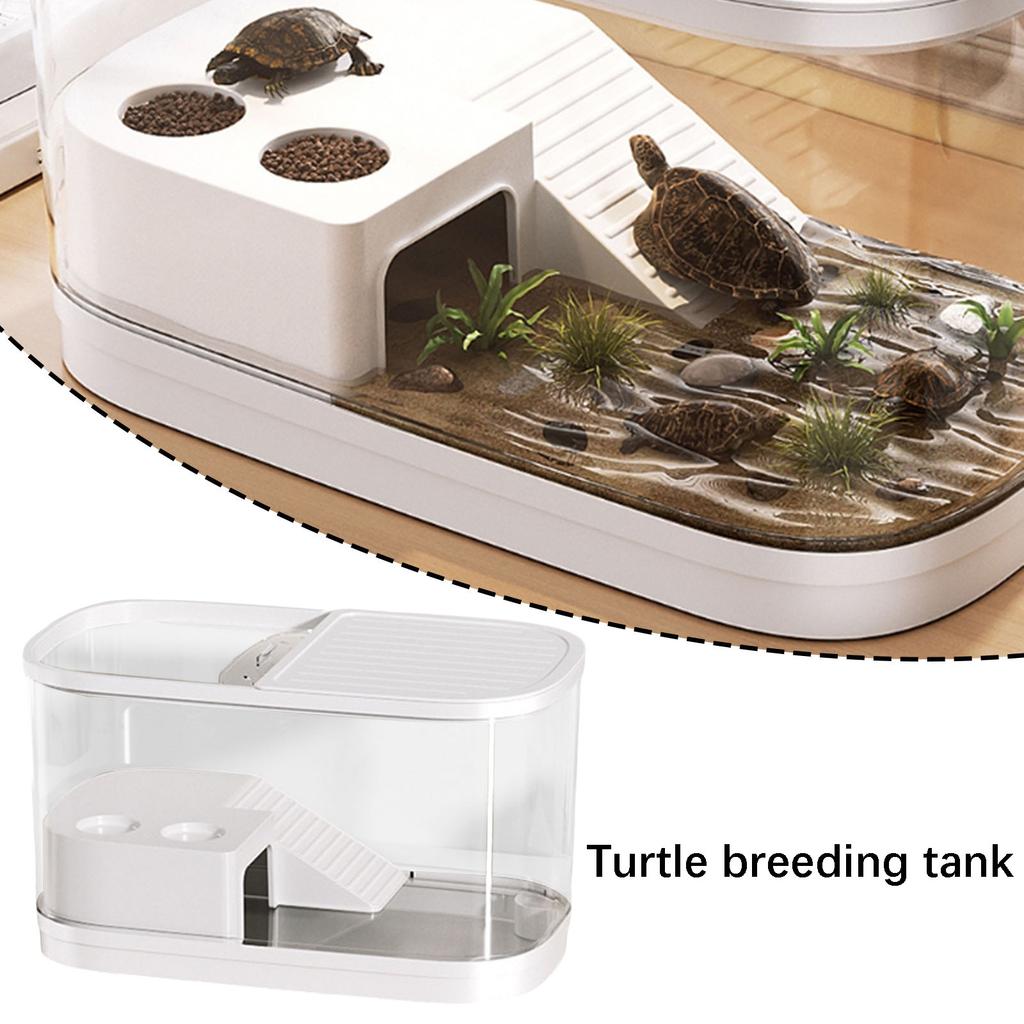 Plastic Aquarium Turtle Tank Kit with Basking Ramp Turtle Terrarium for Crabs Fishes Amphibians Reptiles Small Fish Tank