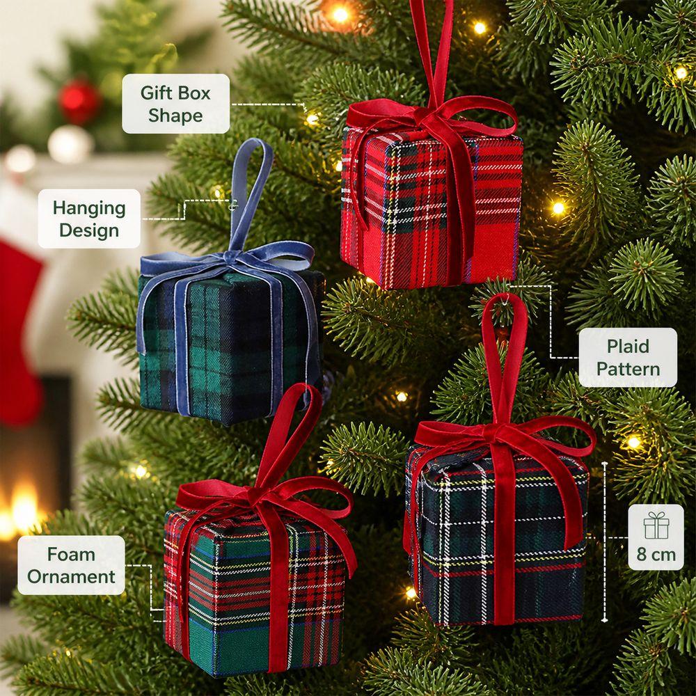 Plaid Pattern Christmas Tree Ornament Hanging Hanging Christmas Ornament Holiday Scene Decor