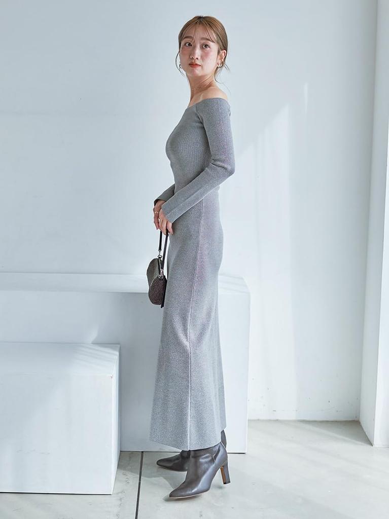 knit dress SWNO255091SLV0 Off-the-shoulder I-line