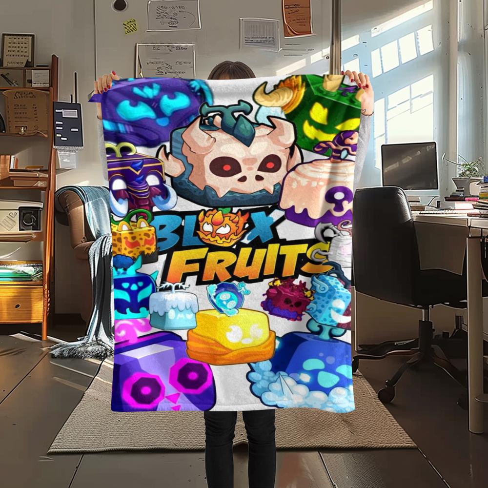 1Pc Blox Fruits Game Print Flannel Blanket, High Quality Comfortable for All Seasons, Home Decor, Warmth and Comfort, Perfect for Christmas Gifts 10