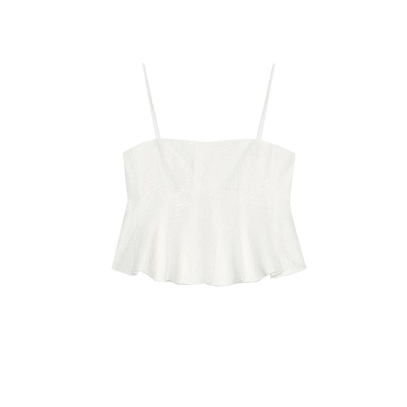 

Летний топ с вышивкой в виде волн и широким подолом 4786109 Хлопковая юбка-пончо с вышивкой и средней посадкой 4786110 White Tops L