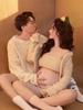 Autumn-Winter Maternity Photo Outfit: Couple's New Year Theme for Studio Aesthetic