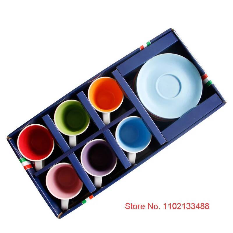 Set di 6 tazze da caffè professionali, stoviglie da caffè, stoviglie, macaron, ceramica smerigliata, set di tazze e piattini da caffè espresso in Italia