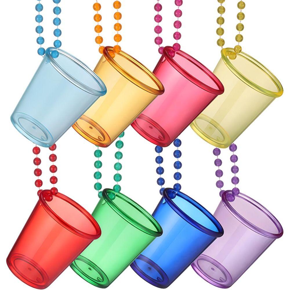 5Pcs Transparent Bachelorette Party Shot Glasses Hanging Necklace Small Wine Glass Bridal Showers