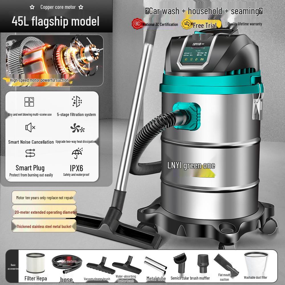 High-Power Industrial Vacuum Cleaner - Large Suction for Home, Auto, Carpet, and Seam Cleaning