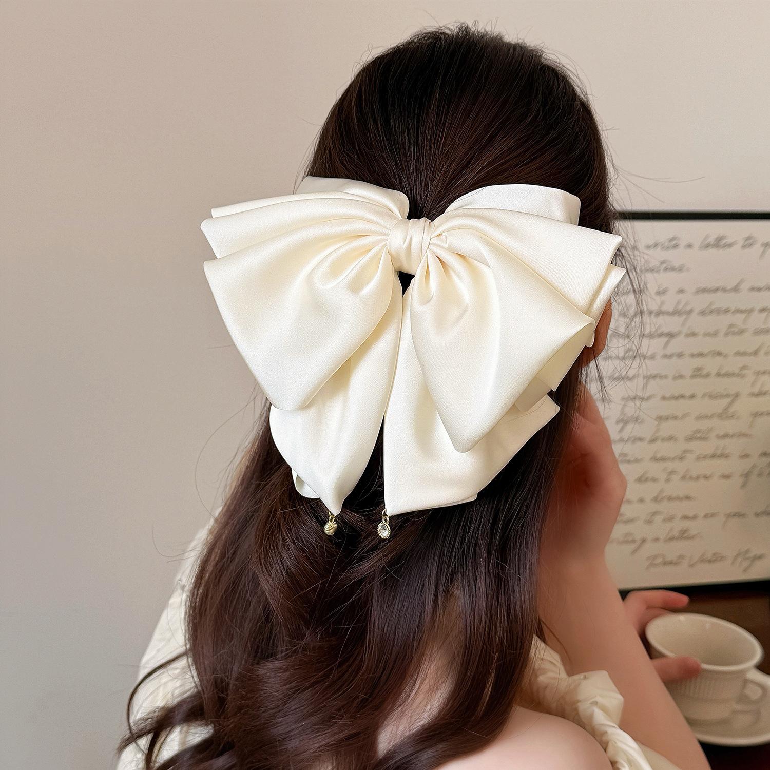 

New French Big Size Bow Hair Clip Claw Clamp Women High Ponytail Barrettes Headwear Girls Women Hair Accessories Hair Clips