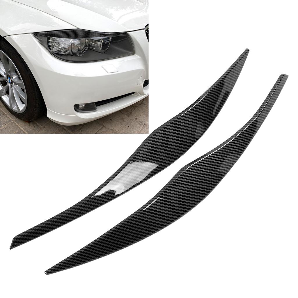 2 szt. Pokrywa Brwi Reflektora Przedniego Zewnętrzna Listwa Dekoracyjna Samochodu Zamiennik dla Serii 3 E90 E91 Sedan 2005‑2012