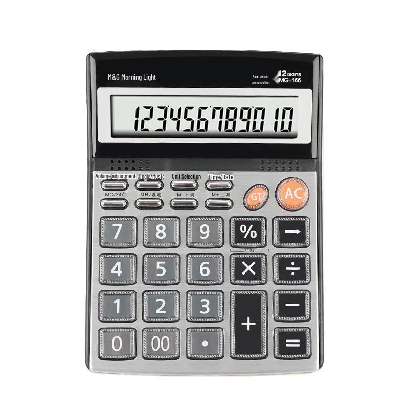 MG-166 12-Digit Large Screen Metal Voice Calculator