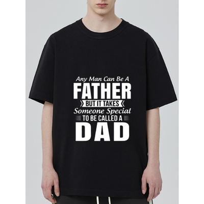 Schwarzes T-Shirt mit Vater- und Papa-Zitatdruck für Herren Freizeitkleidung