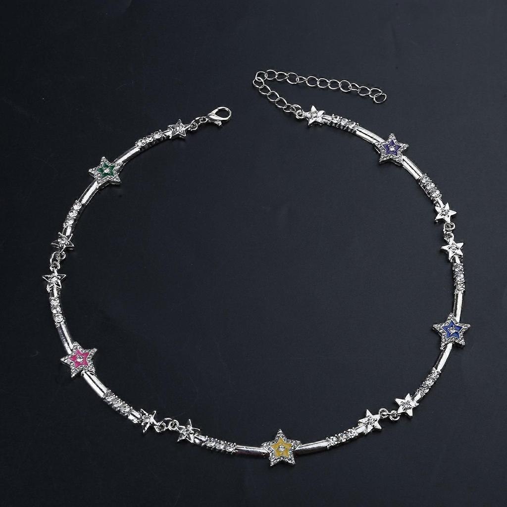 Five-pointed Star Aesthetic Necklace Diamonds Inlay Simple Clavicle Chain Women Girls Wedding Jewelry Birthday Gift